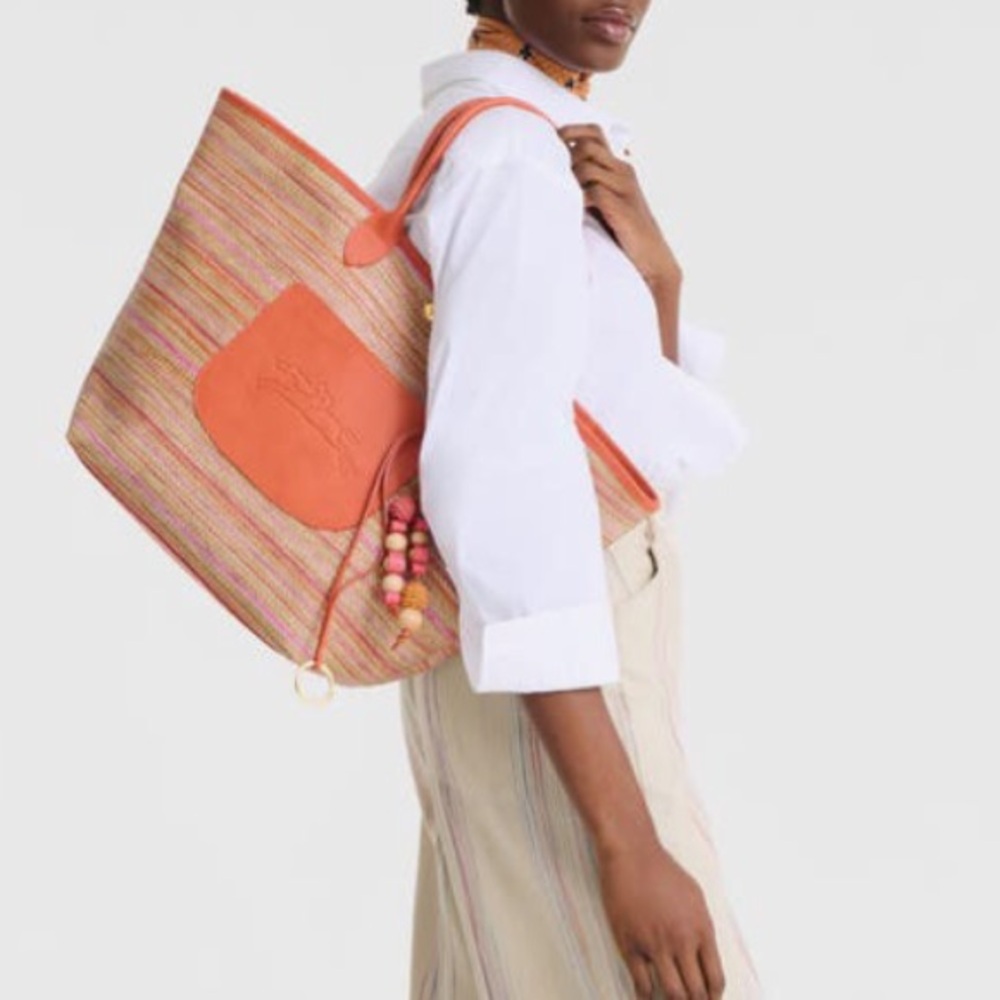 NWOT $570 Longchamp Large Le Pliage Panier Rainbow Raffia Tote in Rainbow! - Picture 8 of 8